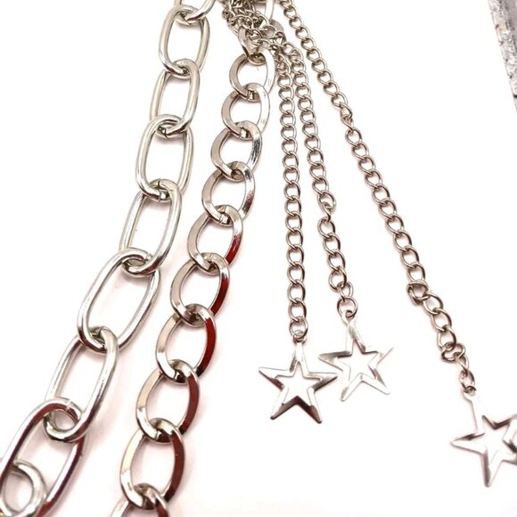 Triple Star Double Layer Pants Or Wallet Chain 13" Silver Tone - Picture 7 of 10